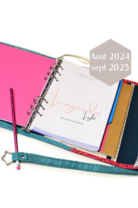 Compagnon A5 pour agenda et planner en liège bleu canard & simili cuir rose fuchsia - Shirley Chiche planner