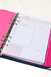 Compagnon A5 pour agenda et planner en liège bleu canard & simili cuir rose fuchsia - Shirley Chiche planner