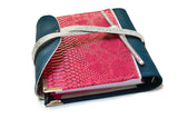 Compagnon A5 pour agenda et planner en liège bleu canard & simili cuir rose fuchsia - Shirley Chiche planner