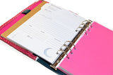 Compagnon A5 pour agenda et planner en liège bleu canard & simili cuir rose fuchsia - Shirley Chiche planner